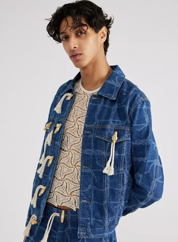 Halat Detaylı Denim Ceket