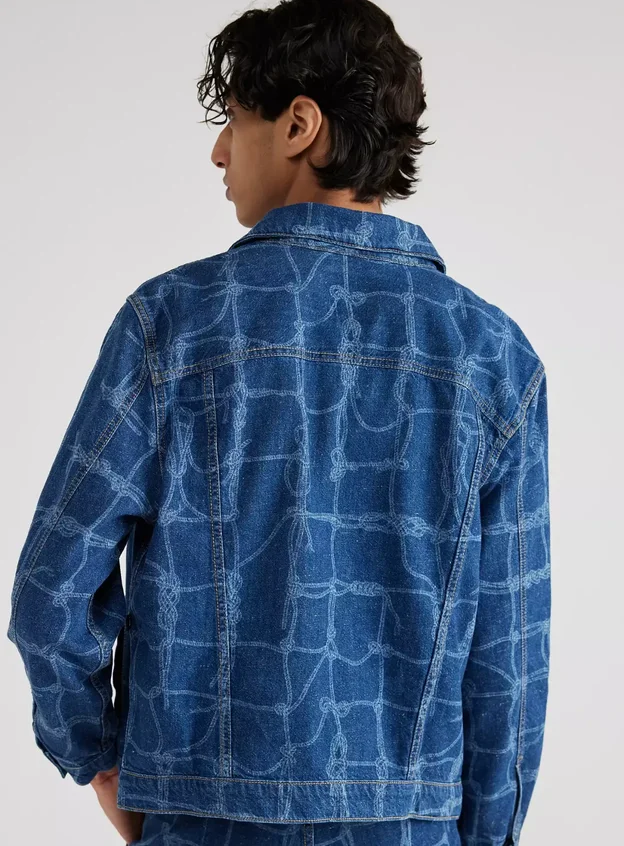 Halat Detaylı Denim Ceket